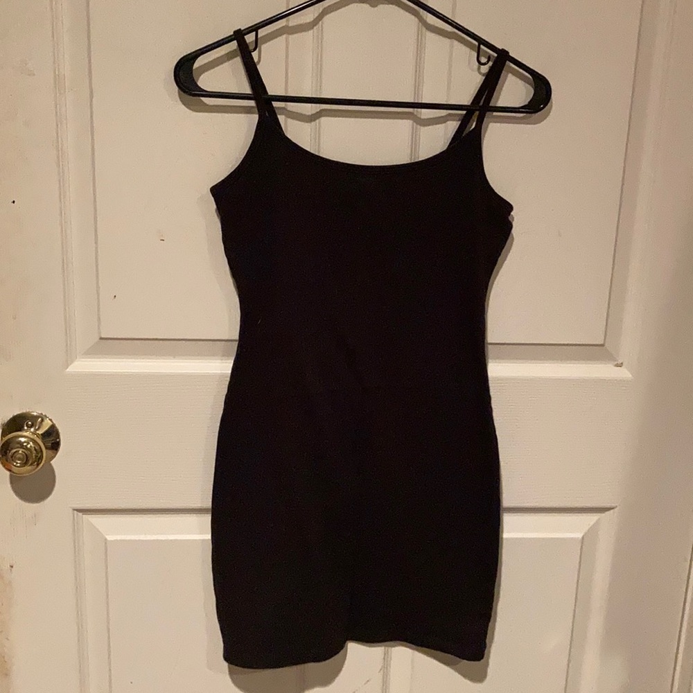 Black casual adjustable strapped dress